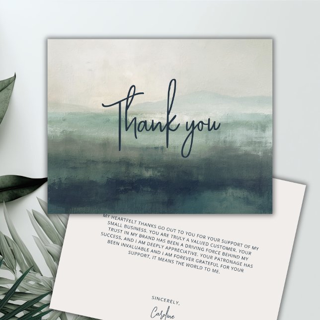Carte De Remerciements Moderne Personnalisé Petites entreprises Abstrait  (A thank you card template for personal, wedding, or business usage. Fully customizable.)