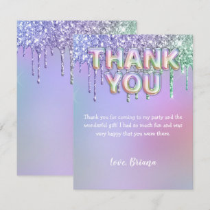 Carte de remerciements moderne Rainbow Parties sci