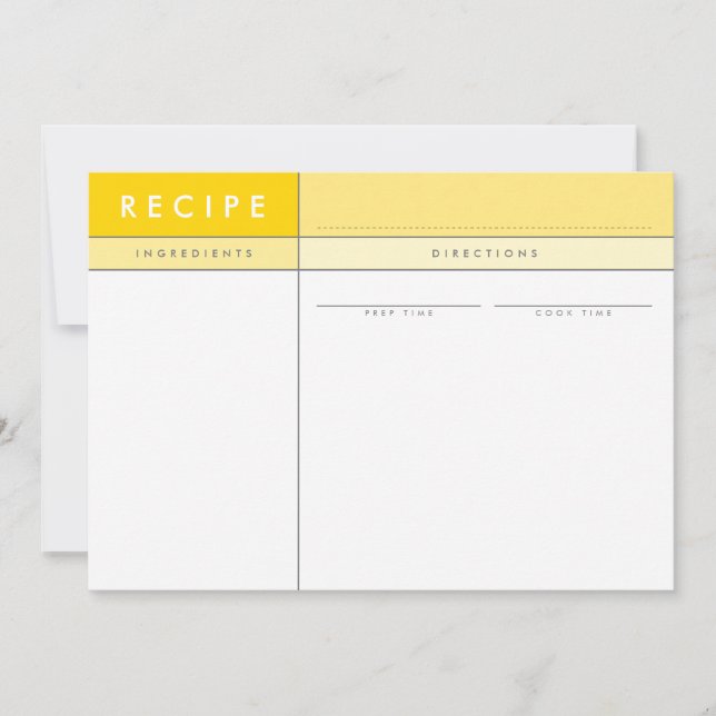 Carte De Remerciements MODERNE RECEPE CARD organisateur bloc minimal jaun (Devant)