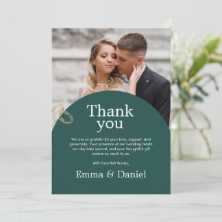 Carte De Remerciements Moderne Remerciement de Mariage Minimaliste Vert F