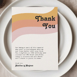 Carte de remerciements moderne Retro 70's Rainbow 