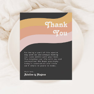 Carte de remerciements moderne Retro Rainbow Dark