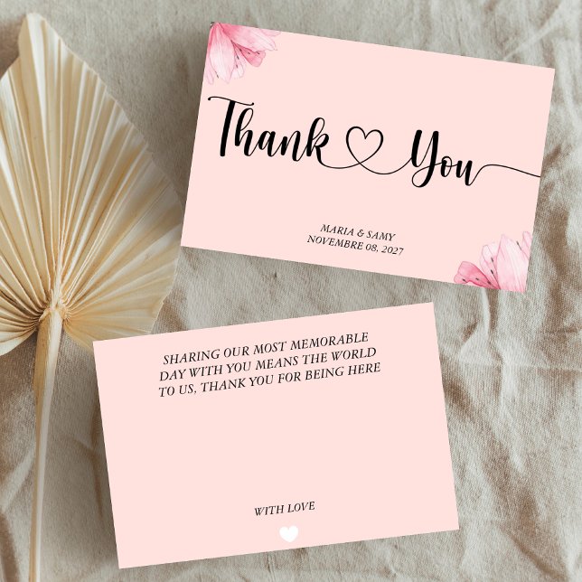 Carte de remerciements moderne rose floral (Créateur téléchargé)