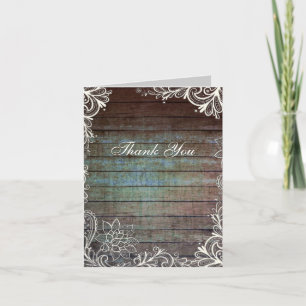 Carte De Remerciements moderne rustique dentelle de barnwood mariage merc