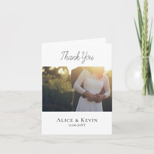 Carte De Remerciements Moderne simple calligraphie Mariage photo (Devant)