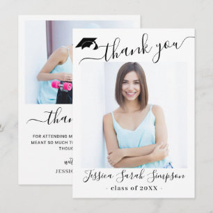 Carte De Remerciements Moderne Simple Minimaliste Graduation 2 PHOTO