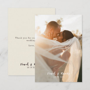 Carte De Remerciements Moderne Simple Minimaliste Nouveaux mariés Mariage