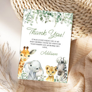 Carte De Remerciements Moderne Vert verdure Foliage Safari Baby shower