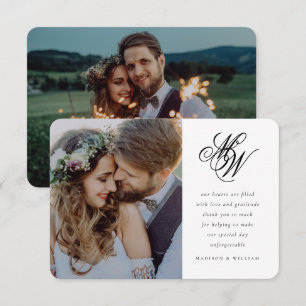 Carte De Remerciements Moins Chic Monogramme 2 Mariage photo