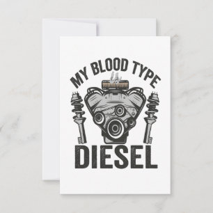 Carte De Remerciements Mon groupe sanguin Diesel Funny Auto mécanicien Ha