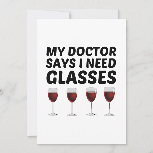CARTE DE REMERCIEMENTS MON MÉDECIN DIT QUE J'AI BESOIN DE LUNETTES (Devant)