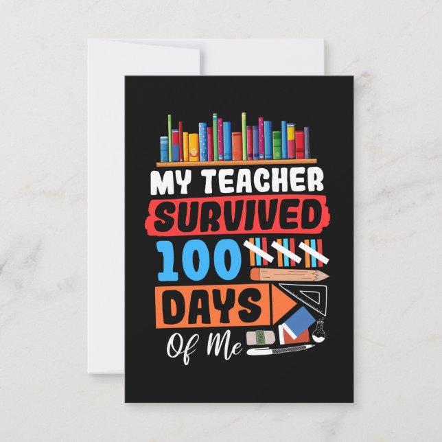 Carte De Remerciements Mon professeur a survécu 100 jours avec moi (Devant)
