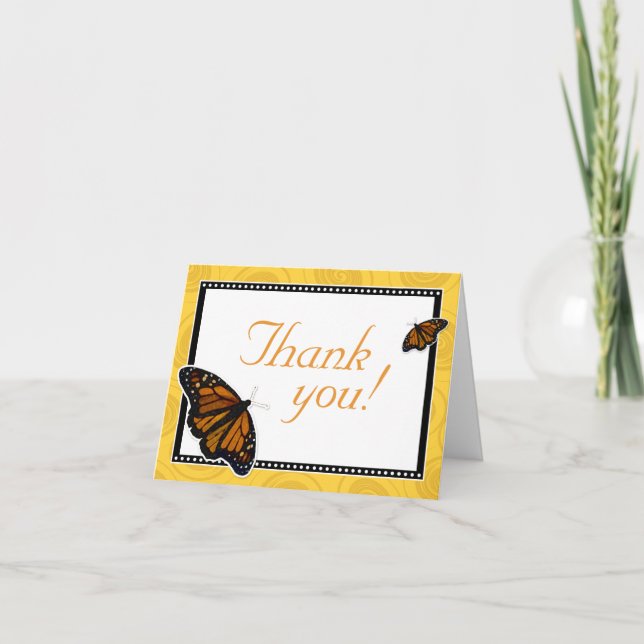 Carte De Remerciements Monarch Butterfly Custom Yellow (Devant)