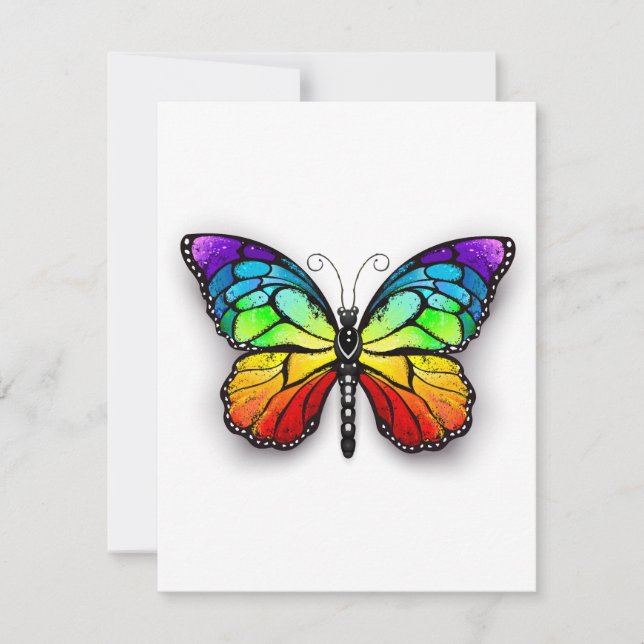 Carte De Remerciements Monarque papillon arc-en-ciel (Devant)