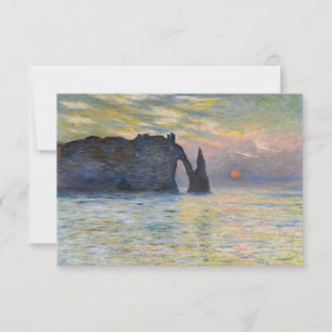 Carte De Remerciements Monet - Le Manneport, Falaise à Etretat, coucher d