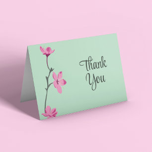 Carte De Remerciements Monnaie rose Fleur de Cerisier Vert