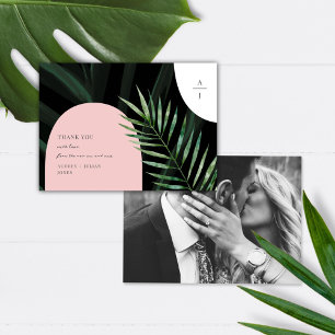 Carte De Remerciements Monogram Arches Mariage tropical Photo