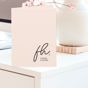 Carte De Remerciements Monogram Blush Moderne Chic Script Social Note