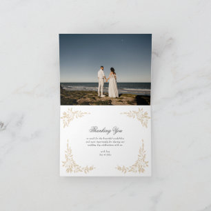 Carte De Remerciements Monogram Crest classique Mariage élégant