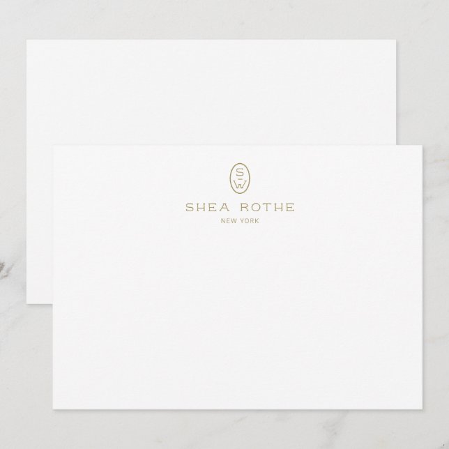 Carte De Remerciements Monogramme blanc élégant professionnel   (Devant / Derrière)