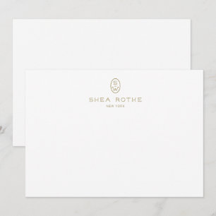 Carte De Remerciements Monogramme blanc élégant professionnel  