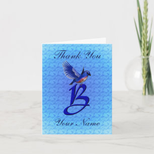 Carte De Remerciements Monogramme Bluebird Initiale B Personnalisé