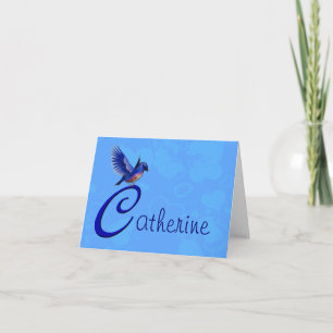 Carte De Remerciements Monogramme Bluebird Initiale C Personnalisé