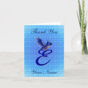 Carte De Remerciements Monogramme Bluebird Initiale E Personnalisé
