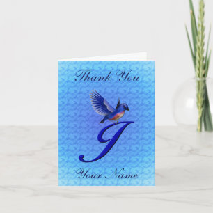Carte De Remerciements Monogramme Bluebird Initiale J Personnalisé