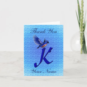 Carte De Remerciements Monogramme Bluebird Initiale K Personnalisé