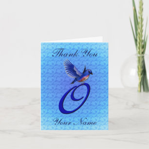 Carte De Remerciements Monogramme Bluebird Initiale O Personnalisé