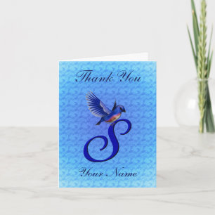Carte De Remerciements Monogramme Bluebird Initiale S Personnalisé