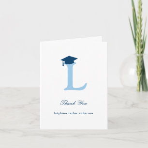 Carte De Remerciements Monogramme classique L Graduation Cap Photo modern