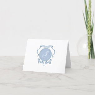 Carte De Remerciements Monogramme de crête de ruban d'aquarelle