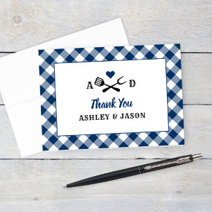 Carte De Remerciements Monogramme de Mariage de barbecue de En vichy de l