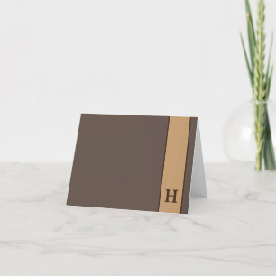 Carte De Remerciements Monogramme de papeterie Brown pour hommes