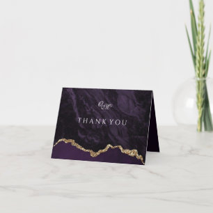 Carte De Remerciements Monogramme de script Mariage d'agate violet