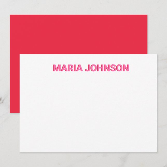Carte De Remerciements Monogramme d'ombre personnalisé rose initial (Devant / Derrière)