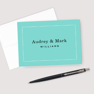 Carte De Remerciements Monogramme élégant bleu aqua pour mariage