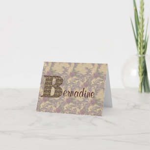 Carte De Remerciements Monogramme Initiale B Floral Vintage Personnalisé 