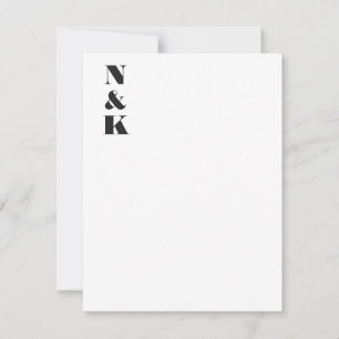 Carte De Remerciements Monogramme Initiales Minimaliste Moderne Noir Blan