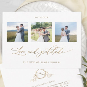 Carte De Remerciements Monogramme Mariage Avec amour et Gratitude Photo