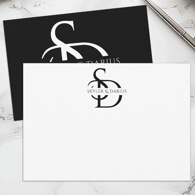 Carte De Remerciements Monogramme Mariage Simple Personnalisé Avec Nom (Créateur téléchargé)