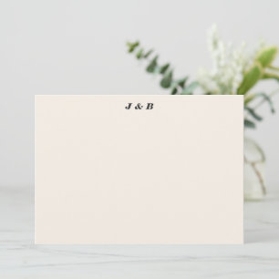 Carte De Remerciements Monogramme Minimaliste Mariage Noir et Ivoire Pers