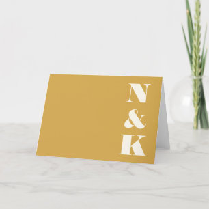 Carte De Remerciements Monogramme moderne minimaliste safran Mariage jaun