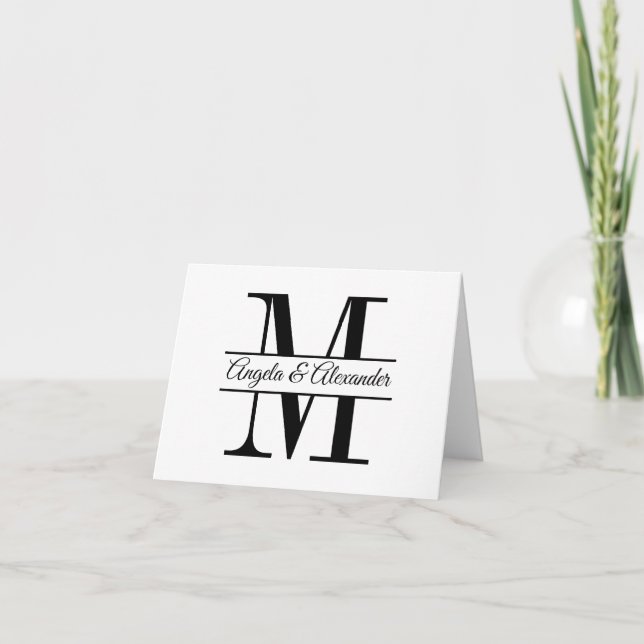 Carte De Remerciements Monogramme personnalisé de mariage partagé (Devant)