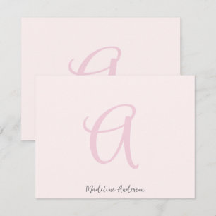 Carte De Remerciements Monogramme rose rose rose moderne minimaliste fémi