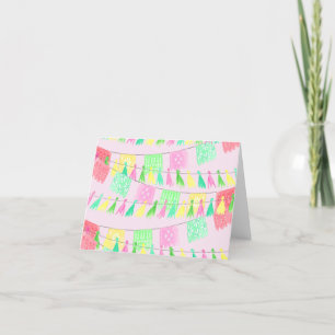 Carte De Remerciements Monogramme Tassel Papel Picado Rose Green Fiesta