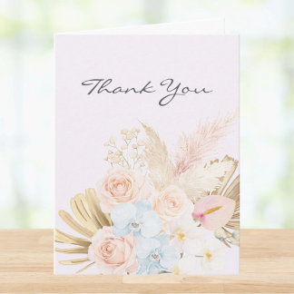 Carte De Remerciements Monogrammed Pretty Tropical Flower Bouquet Floral