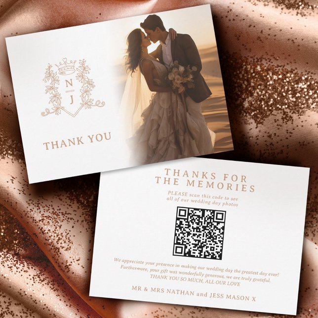 Carte De Remerciements Monographie de la Couronne rose or mariage Photos  (Créateur téléchargé)